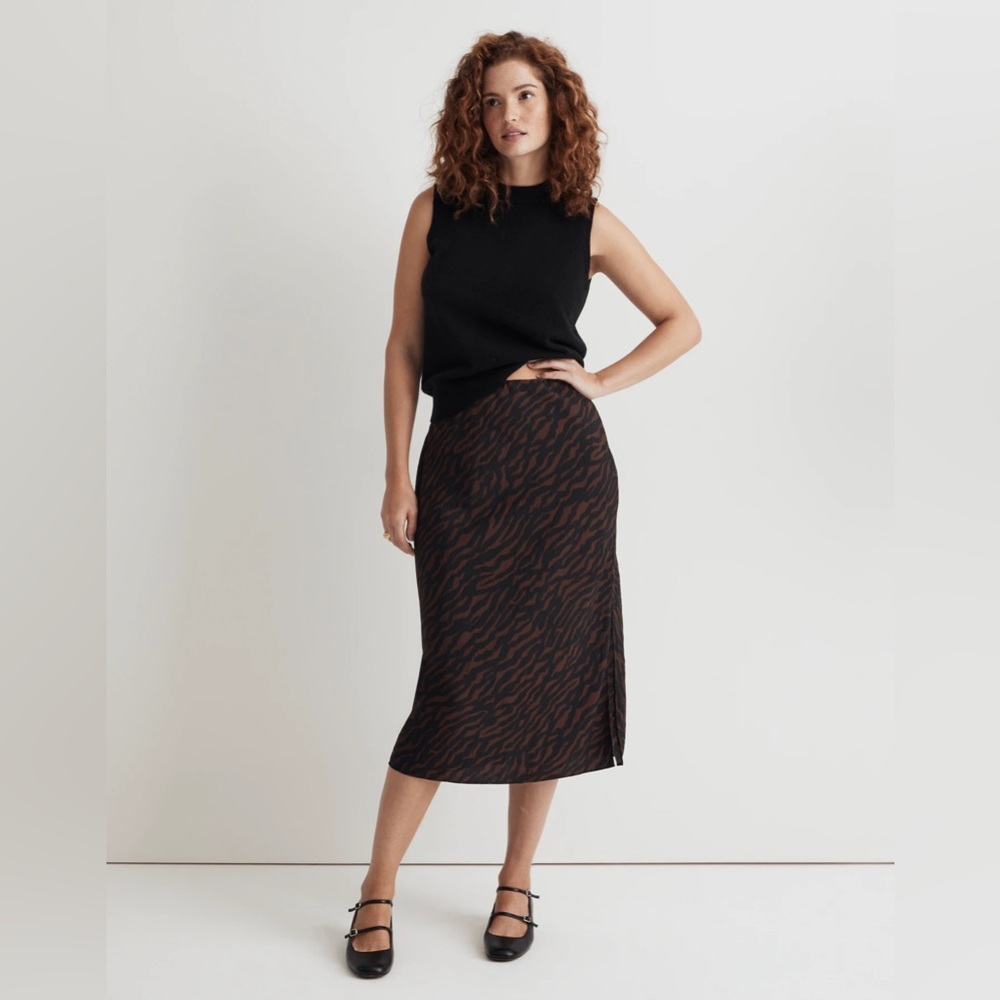 Madewell Layton Midi Slit Skirt - Tiger print NWT, size 14